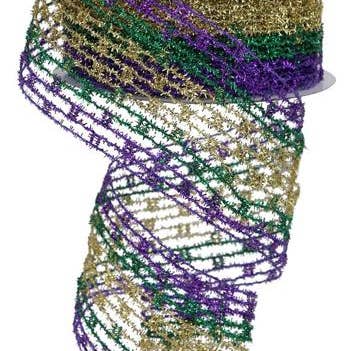 Waterman's Loft Inc. - Vente Ruban – emballage cadeau - FILET EXTENSIBLE POUR MARDI GRAS DE 2,5 PO X 10 M