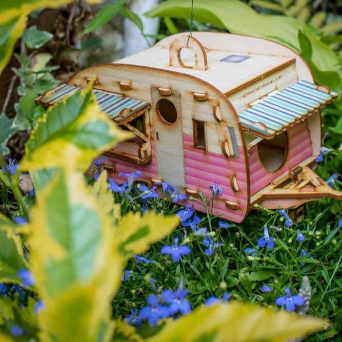 One Man One Garage - Wholesale Bird House - Vintage Camper Bird House Scale model playset you can build and use! Bring back the love of travel!6