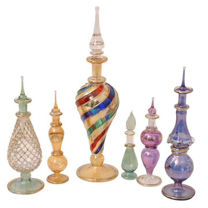 Genie Blown Glass Potion potions decorative miniature decorative Egyptian Perfume bottles Mix set of 6pc by CraftsOfEgypt for wholesale by CraftsOfEgypt
