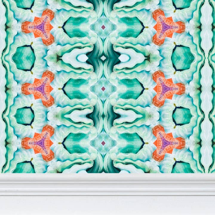 Teal Wave Wallpaper for wholesale by B.Maraffi Art and Home