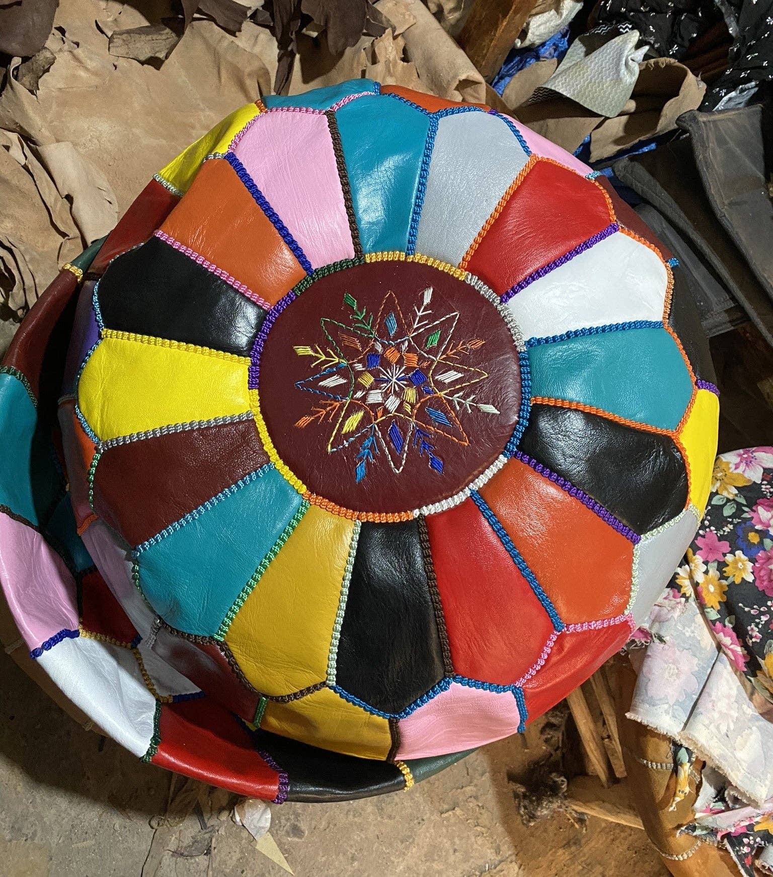 SOUK in the CITY - Wholesale Pouf - Handmade Leather Pouf M3