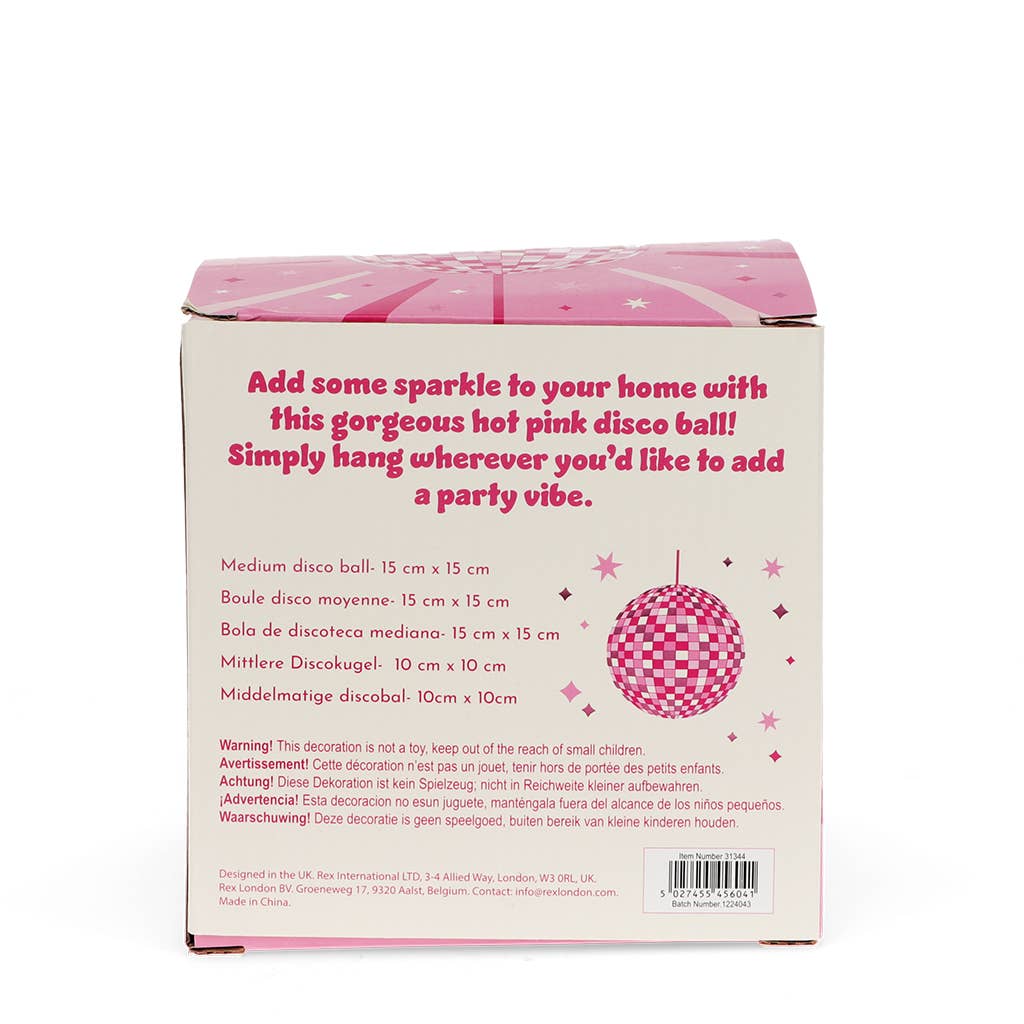 Rex B2B - UK – wholesale Decal – Party decorations – Hanging disco ball (15cm) - Pink2