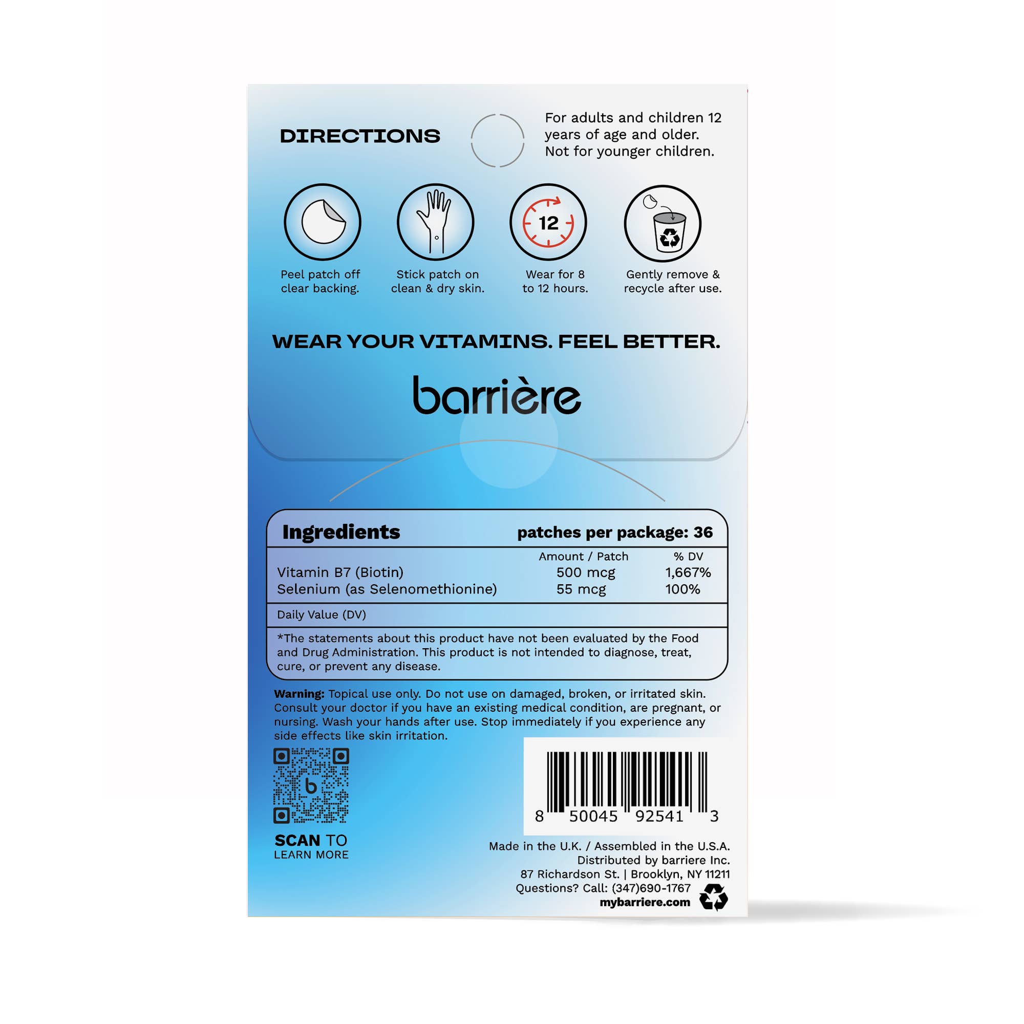 Barriere - Wholesale Oral Supplement/Vitamin - CALL OF BEAUTY clean Biotin Patch 36pk- Diamond icon8