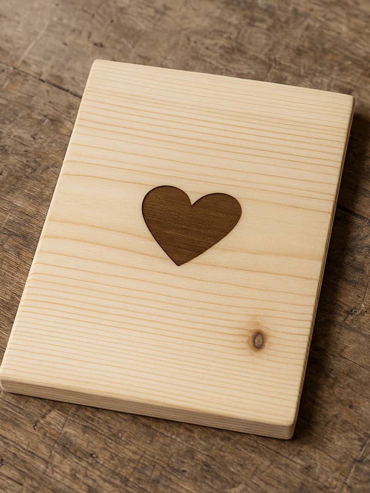 Klein houten plankje met hart-inlegdesign – naturel voor wholesale door Wunderquelle Emmental
