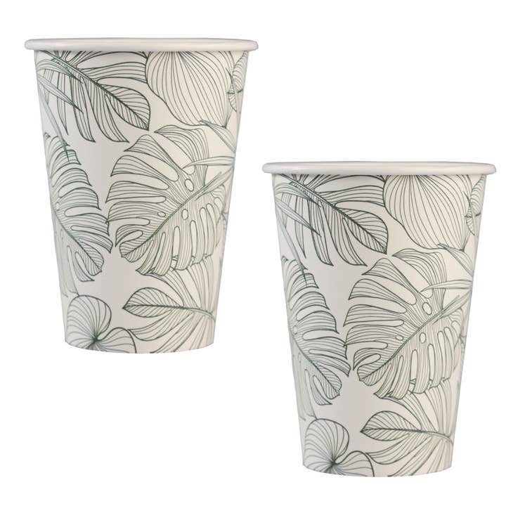 MP ECO SOLUTIONS - Wholesale Disposable Cup - Monstera Floral Print 200ml BIO Paper Cup1