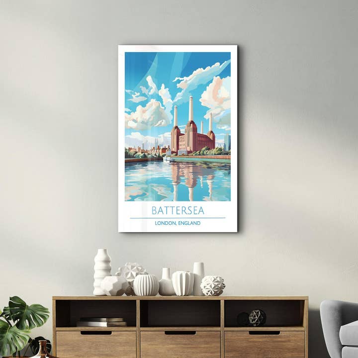 Artdesigna KG - Vente Affiche d'art - Affiches de voyage Battersea-Londres Angleterre | Art mural en verre2