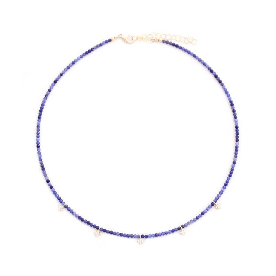 gold & gray - Wholesale Beaded/Pearl Necklace - Sodalite & Pave Diamond Shape Drops Necklace
