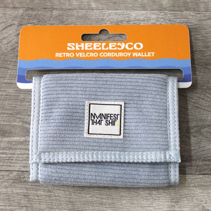 Manifest That Shit Retro Velcro Corduroy Wallet for wholesale by SheeleyCo