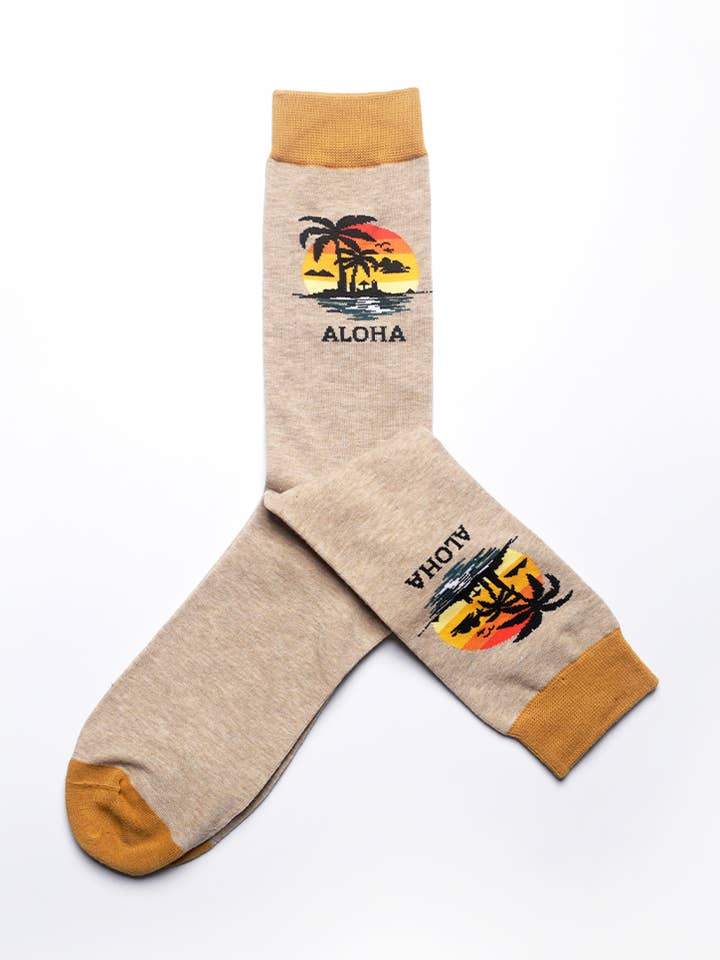 Chaussettes de sport hawaïennes XL Aloha Island pour la vente par Just Fun Socks