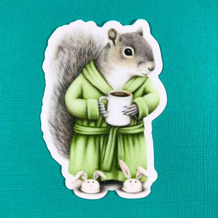 Abundance Illustration - Wholesale Sticker - Coffee Squirrel sticker1