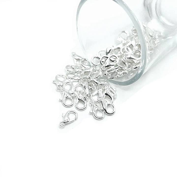7x12 mm Silver Plated Lobster Claw Clasps for wholesale by Guerrilla Charm