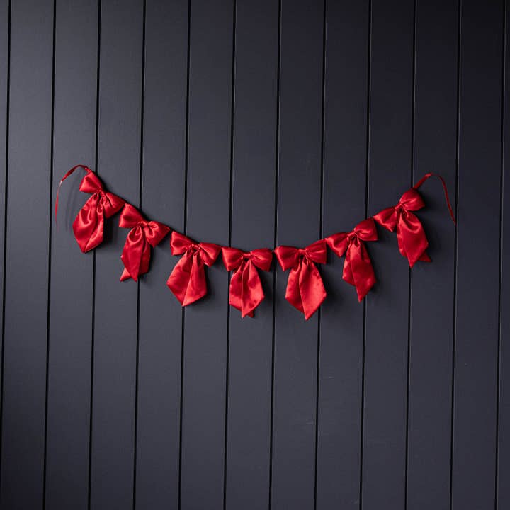 Luxe B Co - Wholesale Christmas Decoration - Bow Garland Red Satin Fabric0
