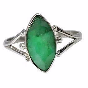 Faceted Composite Emerald Sterling Silver Ring for wholesale by Amberman