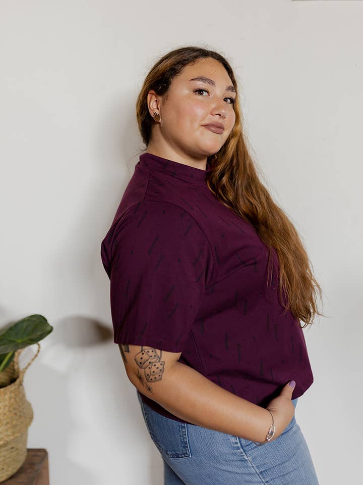 Mata Traders - Wholesale T-Shirt - Women's - Eve Plus Size Top Diamond Vine Dark Purple