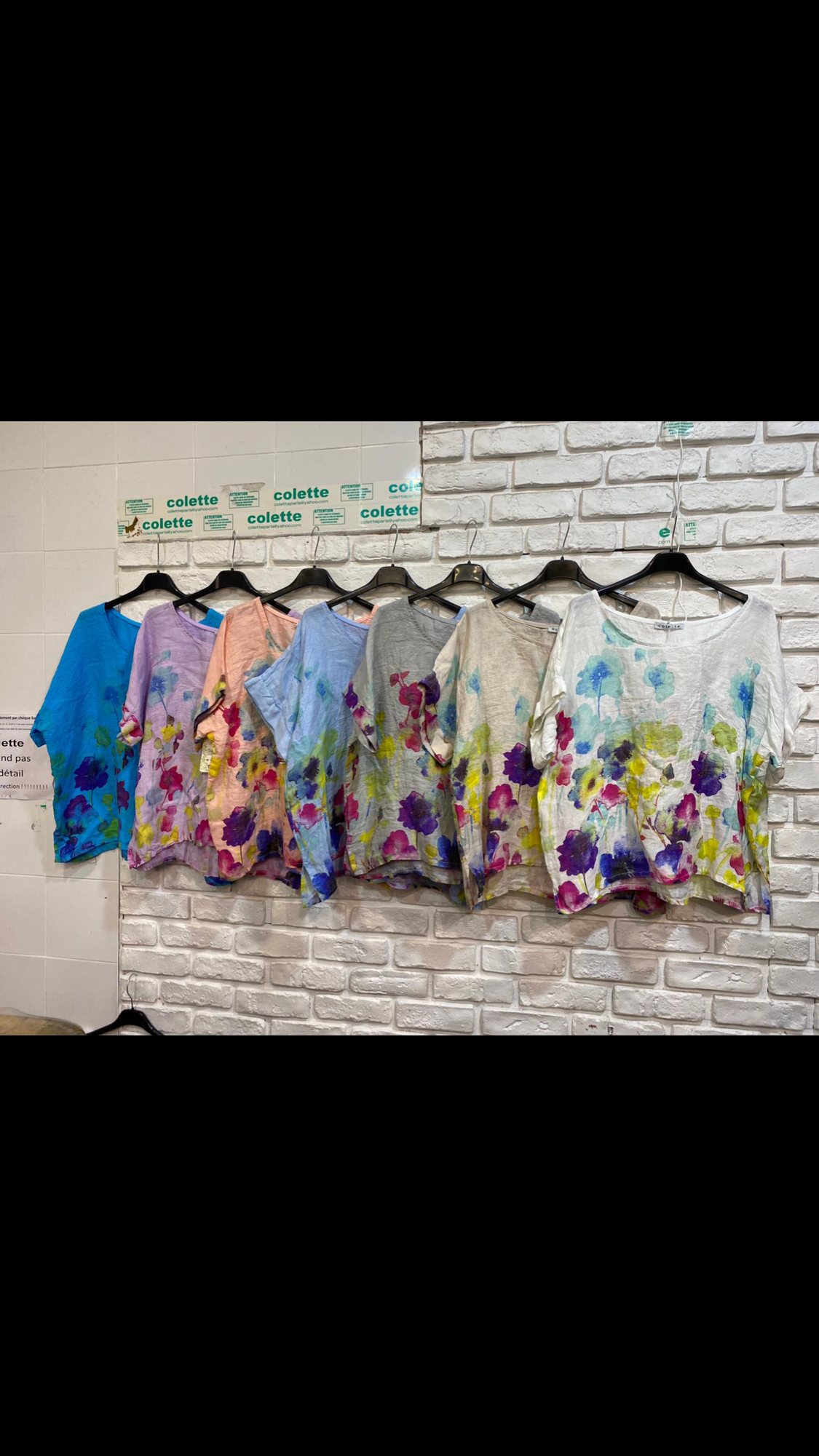 la maison des fibres naturelles – wholesale T-shirt – women's – Round neck printed linen T-shirt 23310 100% LINEN10