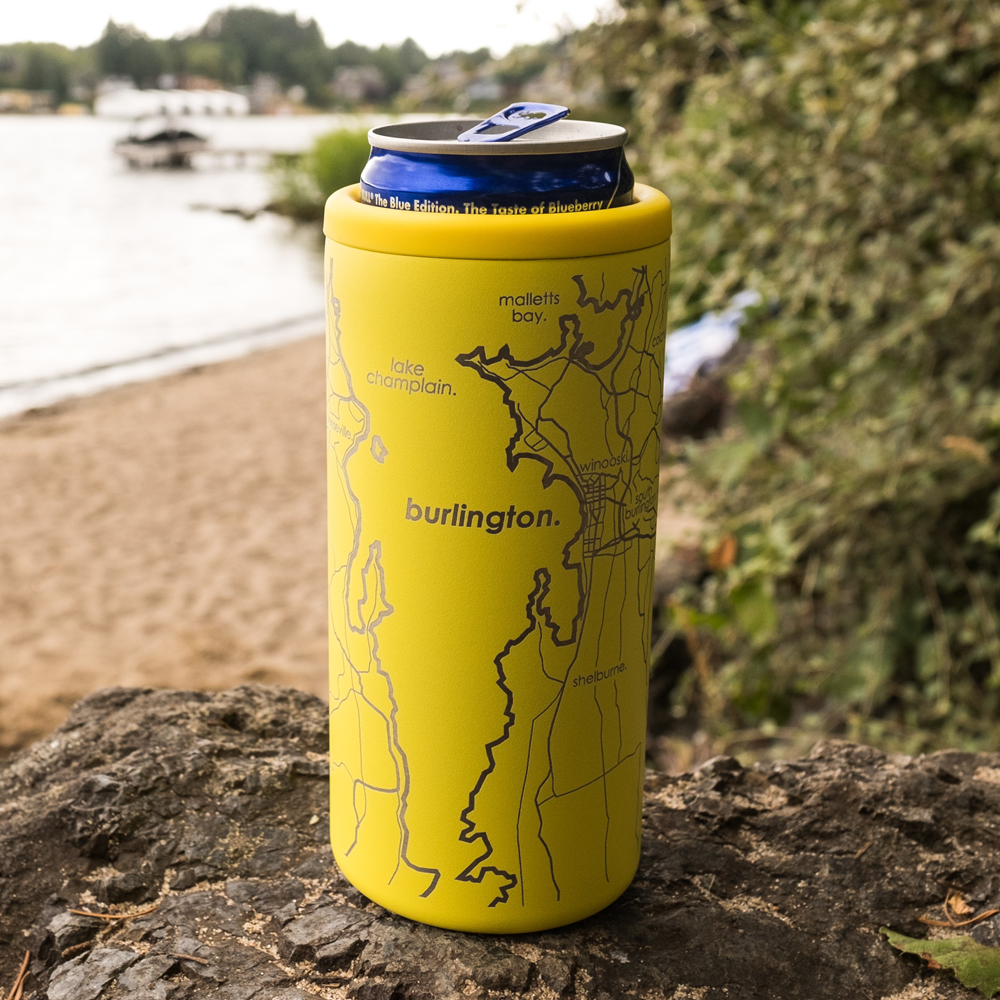 Well Told - Wholesale Drink Huggers & Koozies - CUSTOM ETCHED - U.S. City / Town Map - Slim Can Cooler -12oz9