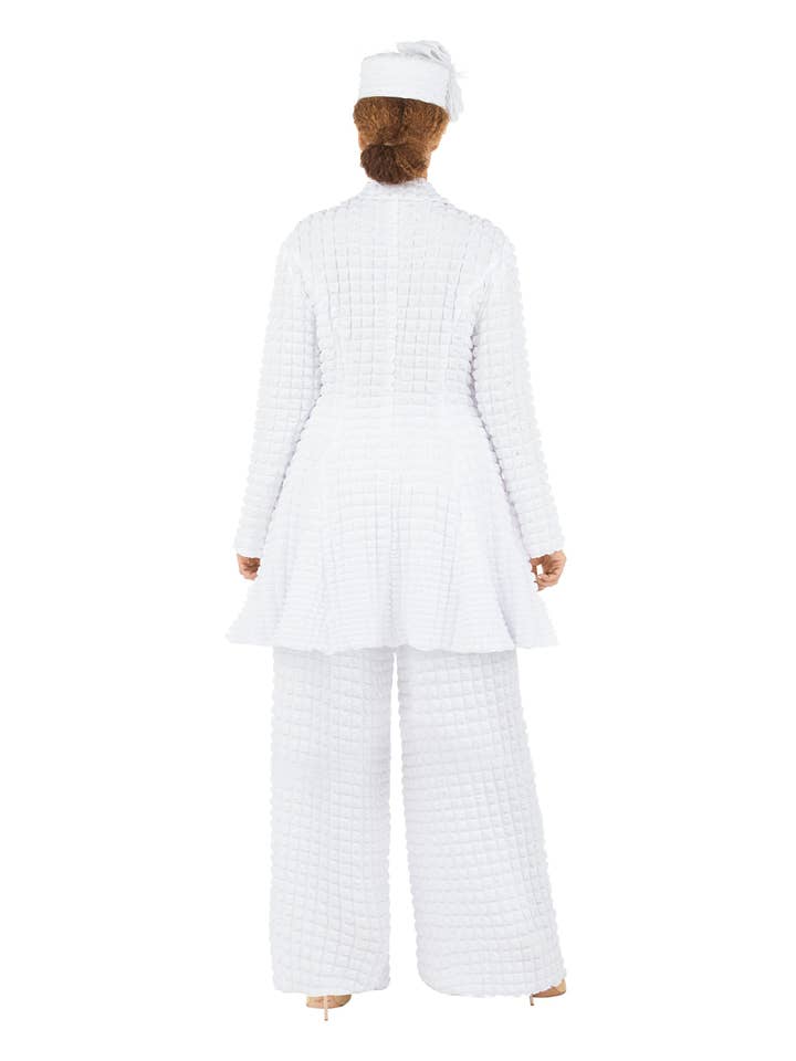 WHITE 2pc Popcorn Fbrc Long Jkt + Pants Set for wholesale on Faire1