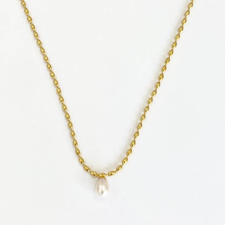 Colar de gota de pérola delicada por atacado de Coastal Grit