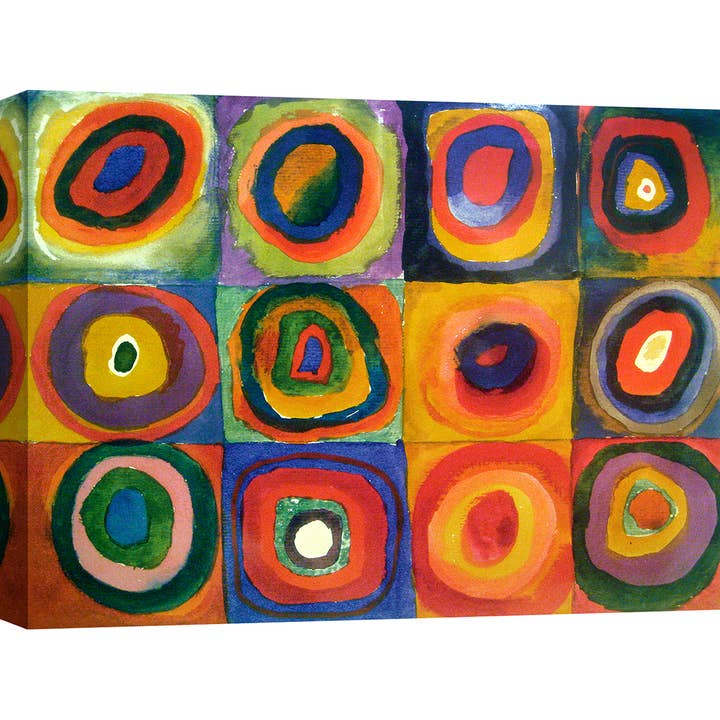Bild auf Leinwand: Kandinsky, Quadrate mit konzentrischen Kreisen für den Großhandel von Selected Artworks Italia