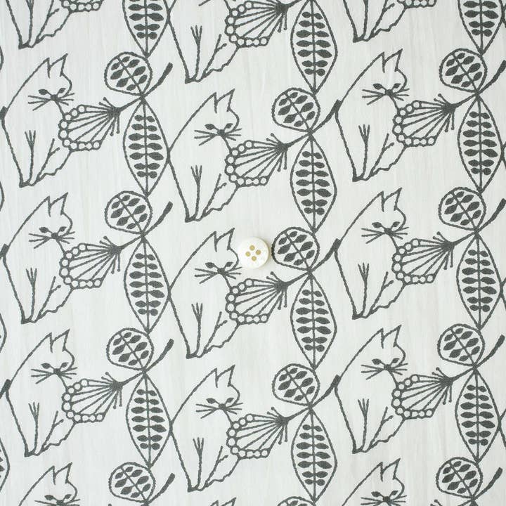 hand printed Fabric【HANA】 Mushrooms with gray 1m (min 5 m) for wholesale by CHECK&STRIPE