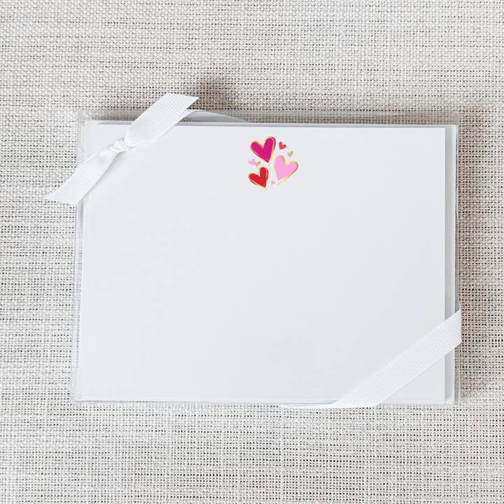 Faux Metallic Hearts Flat Notecard - Set med 15 | Alla hjärtans dag för wholesale av So Thoughtful Gifts