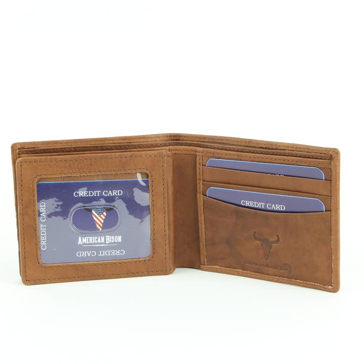 Leather Impressions Inc - Wholesale Wallet - Men's - RFID Bifold w/Center I.D. Flap & Corner Contrast Notch 157158