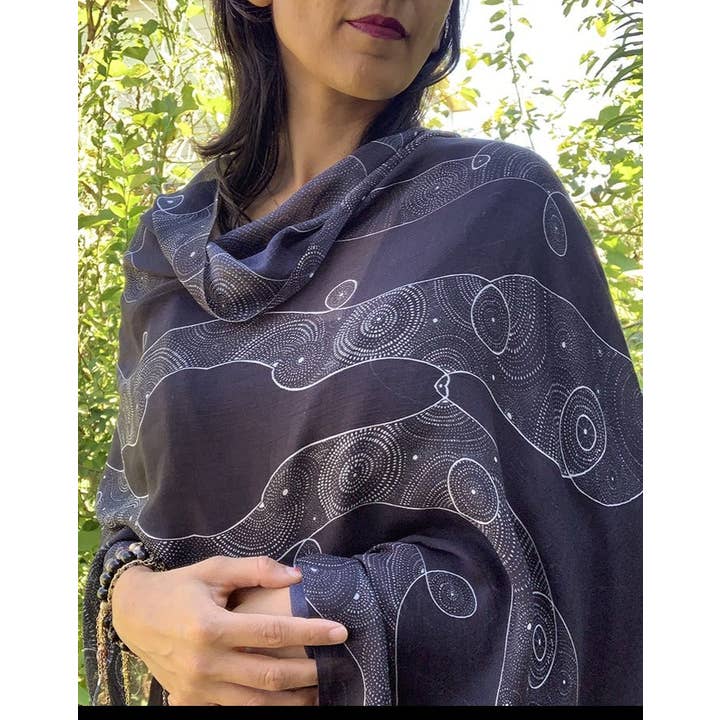 LOVELEEN®️ - Wholesale Scarf - Women's - 'Shining star of the Infinite galaxy' scarf (starry night)2