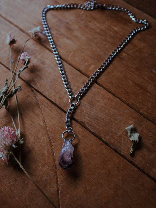 Amethyst Emperor Necklace - Y Necklace - Crystal Necklace for wholesale by Midnight Raven Studios