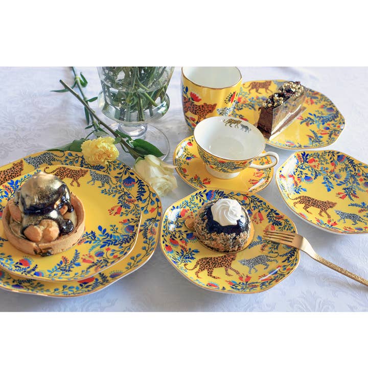 Jessie Zhao New York – Großhandel Essteller – Amazon Rainforest Speiseteller aus feinem Porzellan, gelb3