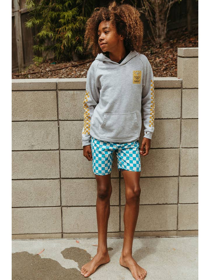 Seaesta Surf - Wholesale Swim Shorts - Kids - Seaesta Surf x Peanuts® Turquoise Checkerboard Boardshorts / Venice2