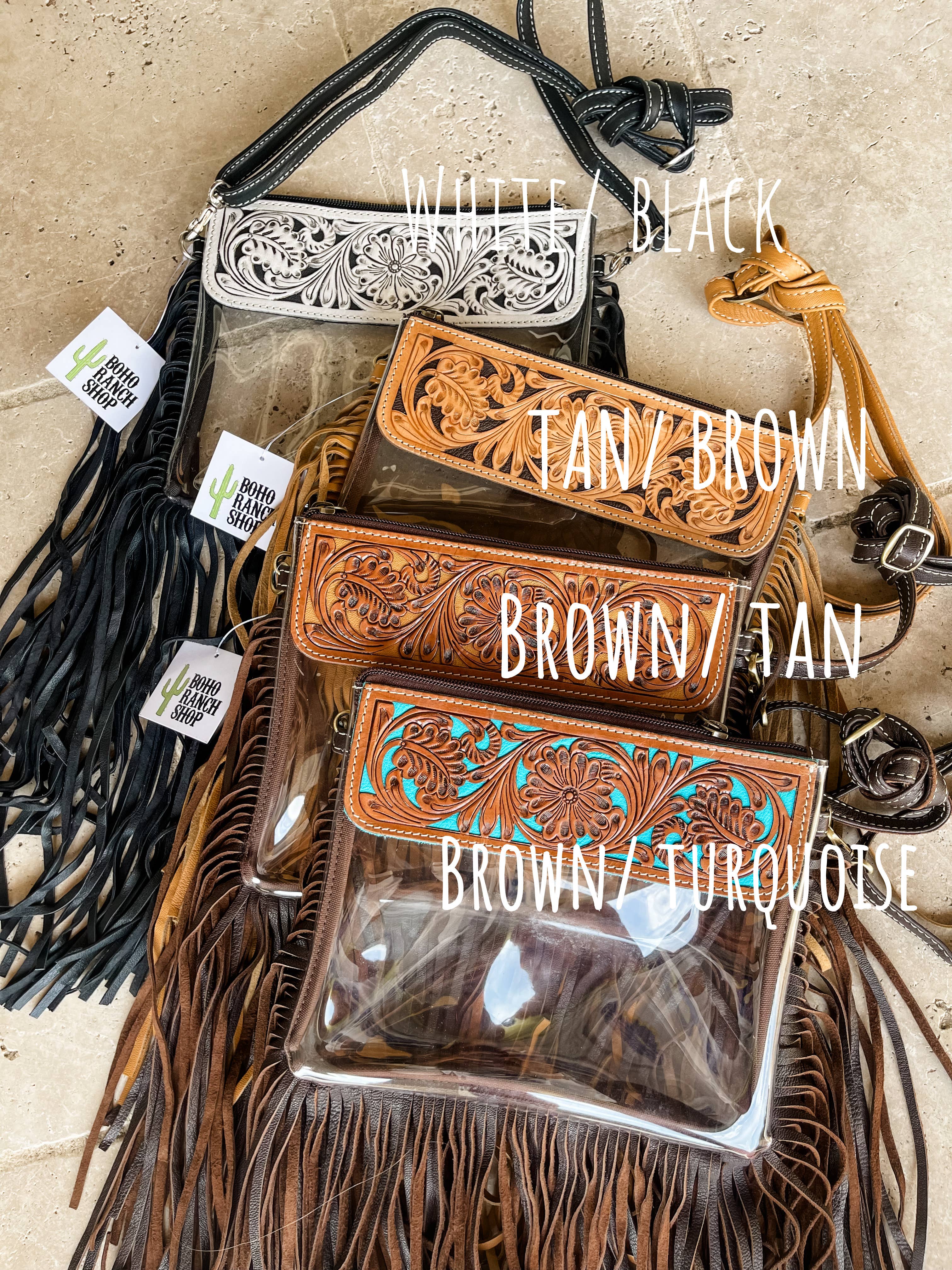 Boho Ranch Shop – wholesale Crossbody bag – Women's – Hand Tooled Clear Purse Crossbody - Concert Game Day Stadium10