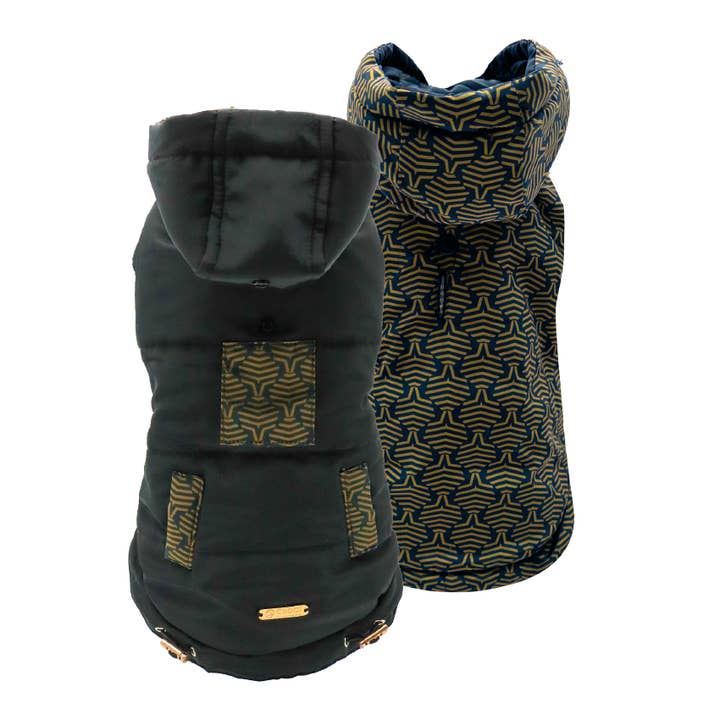 Vendbar sort polstret jakke til hunde i polyester for engroshandel hos Croci