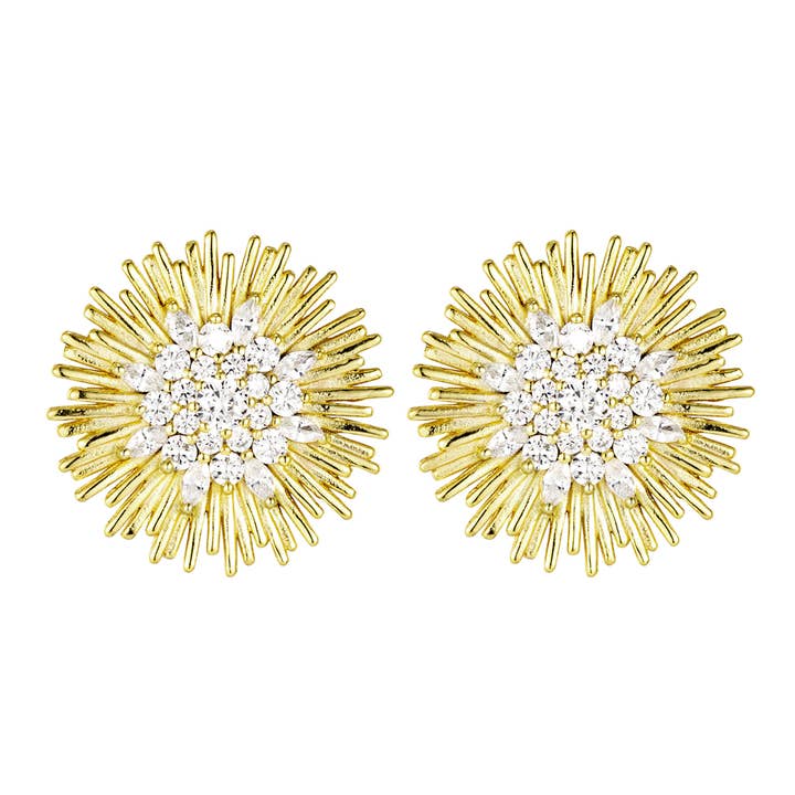 Gold Plated Sterling Silver Round Earrings for wholesale by Dlux Jewels