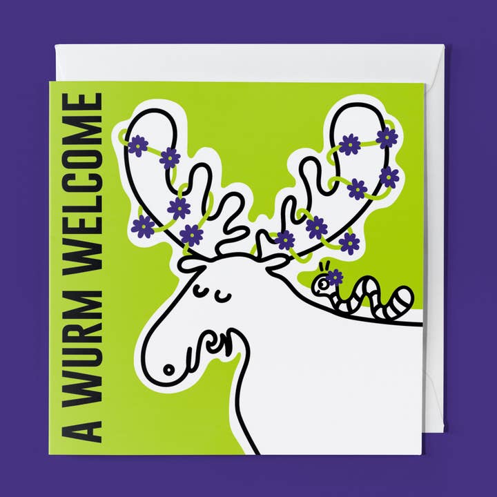 Carte de voeux pour animaux : Wurm Welcome pour la vente par THE BEASTY FARM