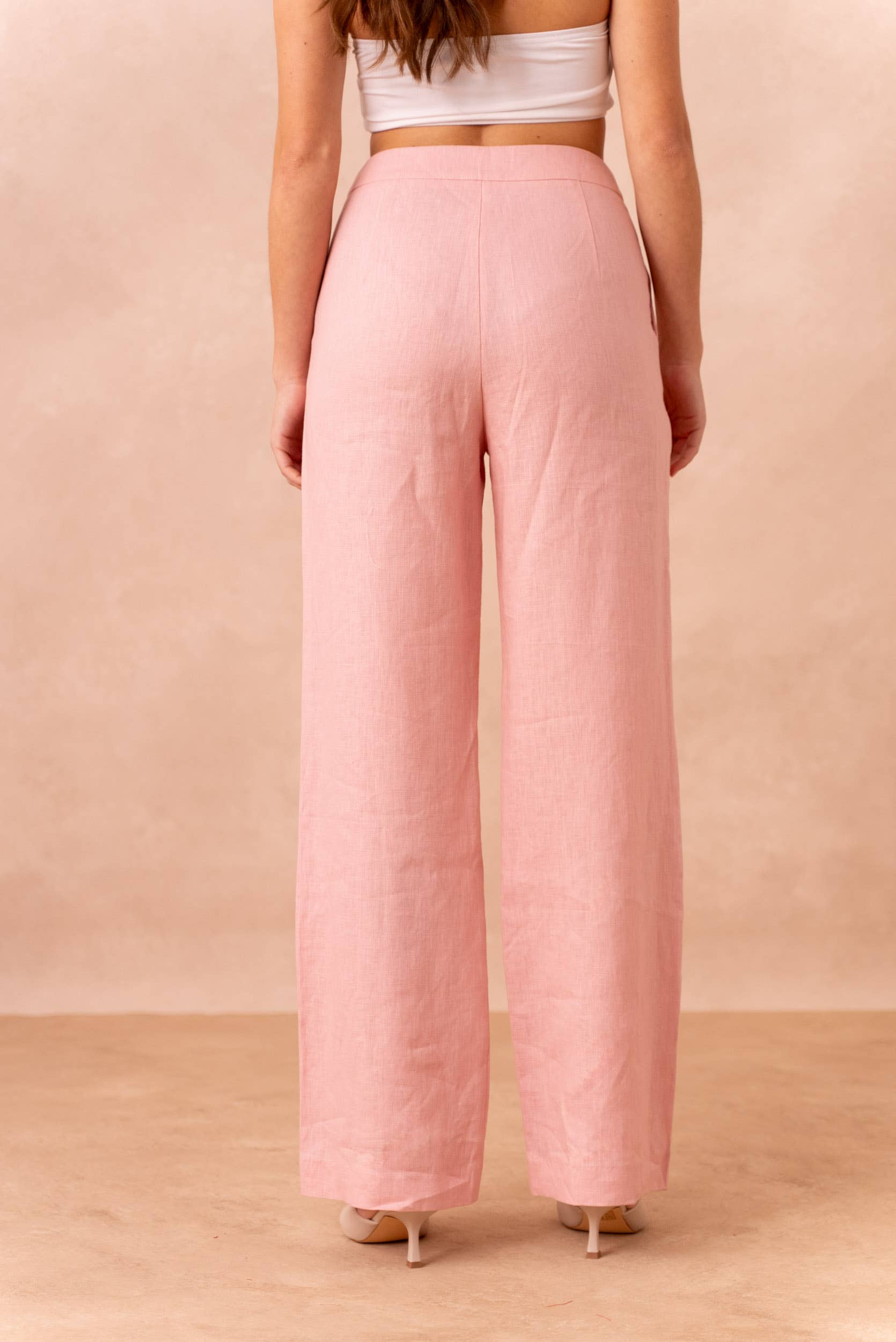 Attentif Paris - Wholesale Pants - Women's - [Linen] Plain straight trousers in premium quality linen40