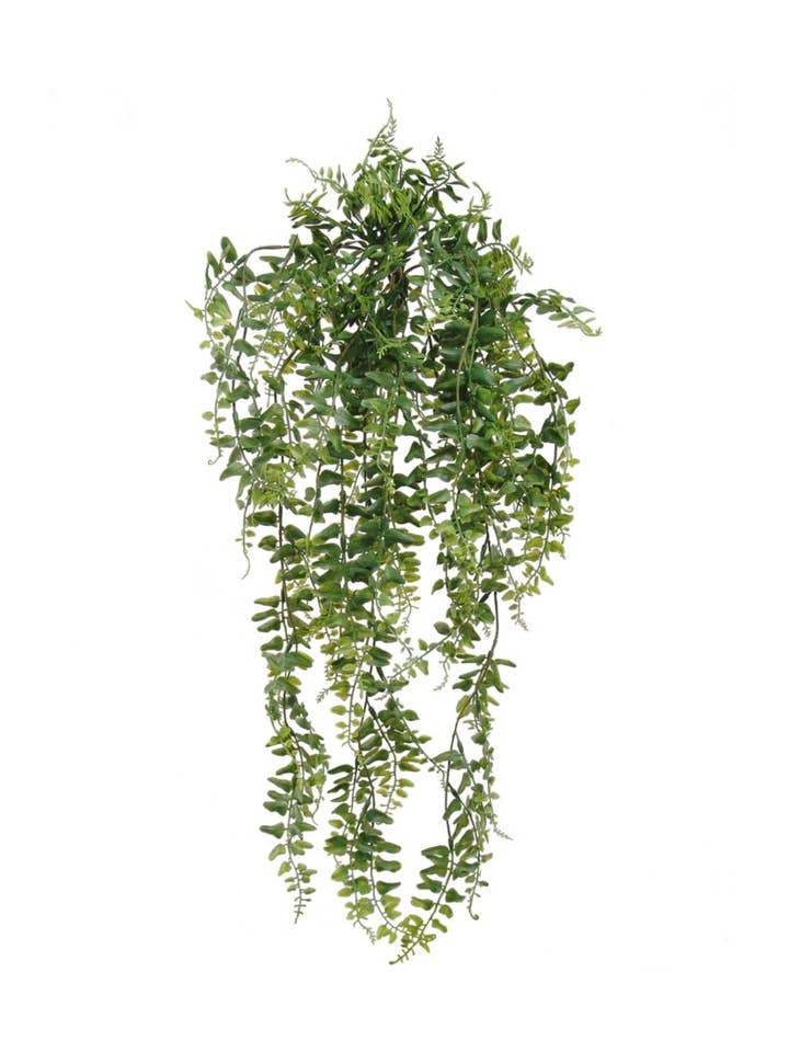25" Buckler Fern Vine Hanging Bush With 90 Tips Faux for wholesale by Larksilk