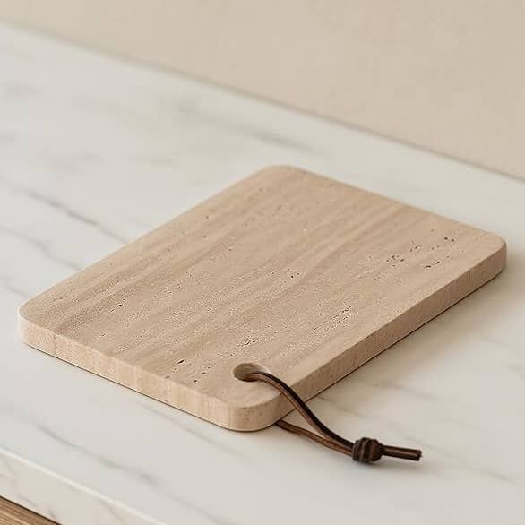 Kalu Creations - Wholesale Cutting Board - Polished Travertine Cutting Board 30x20 cm – Edge | Natural Design Made in Italy3