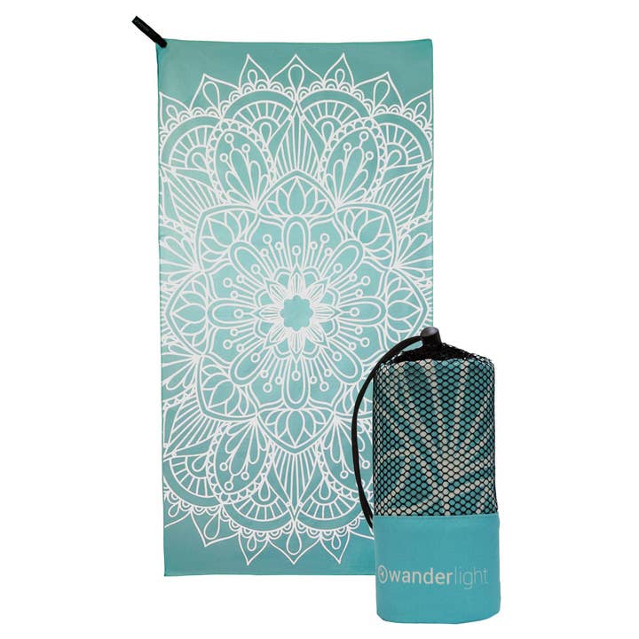 Eco Microfiber Travel Towel - Ella Turquoise for wholesale by Wanderlight USA