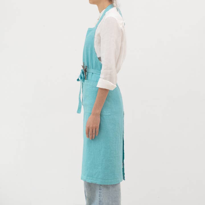 Linen Tales (We cover U.S. import duties) – Engroshandel Forklæde – Kystblå Linned Kokkeforklæde1