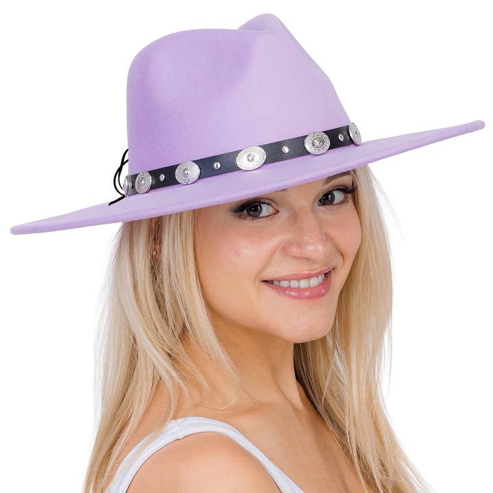 Cap Zone – Fedora - Mulher por atacado – Chapéu de Feltro Rancher de Aba Larga com Cinto de Conchas6