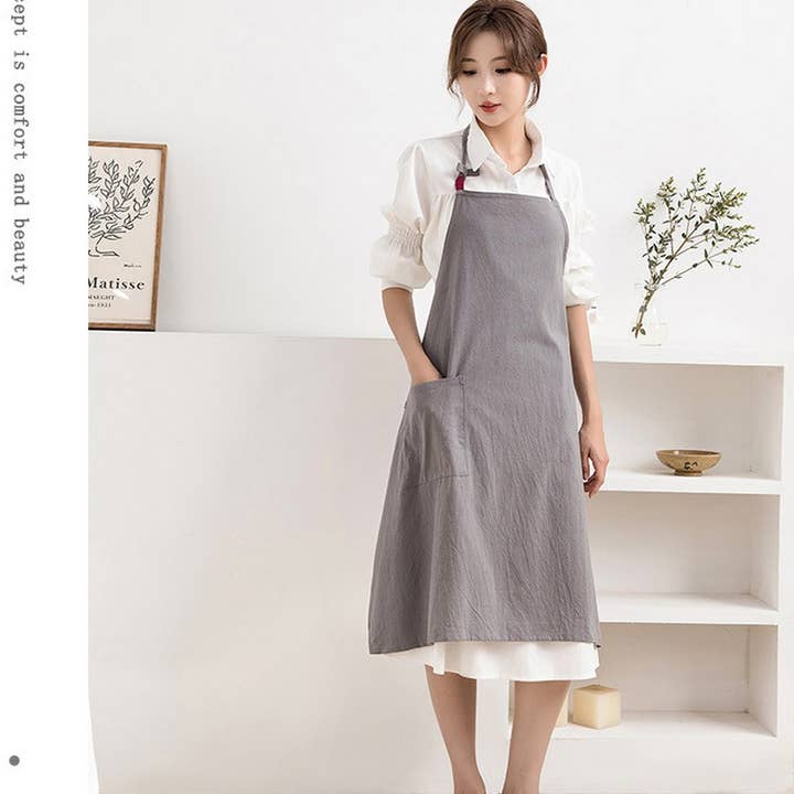 NINEXIS - Wholesale Apron - CWAB3991_COTTON AND LINEN SOLID COLOR ANTI-FOULING APRON6