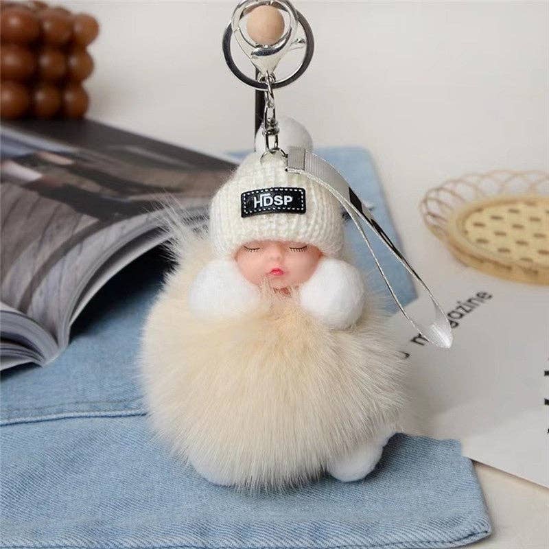 Plush Looks – wholesale Keychain – Women's – Fox Fur Cute Sleeping Baby Doll Car Key Bag Pendant Keychain9