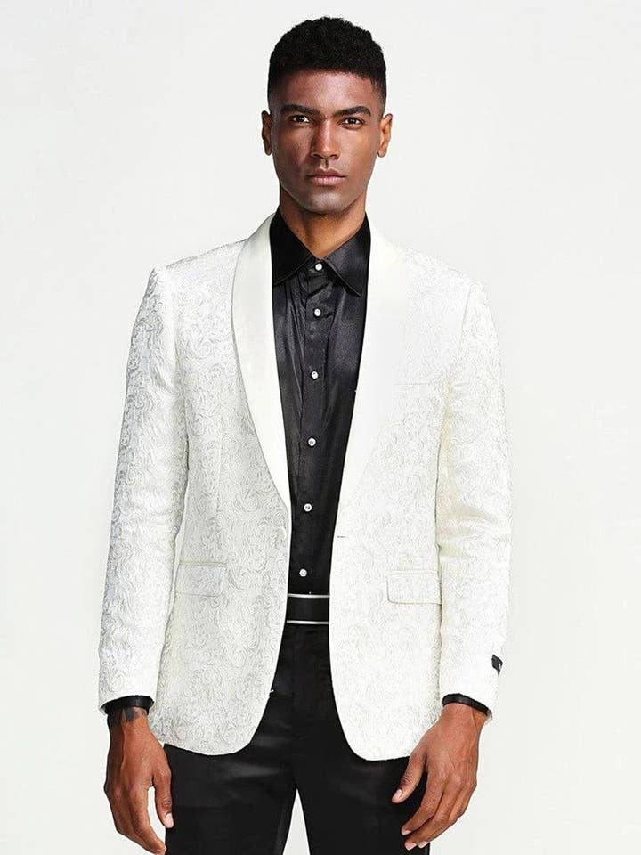 Blazer tendance en forme de tourbillon blanc argenté pour homme After Midnight pour la vente par Alberto Nardoni