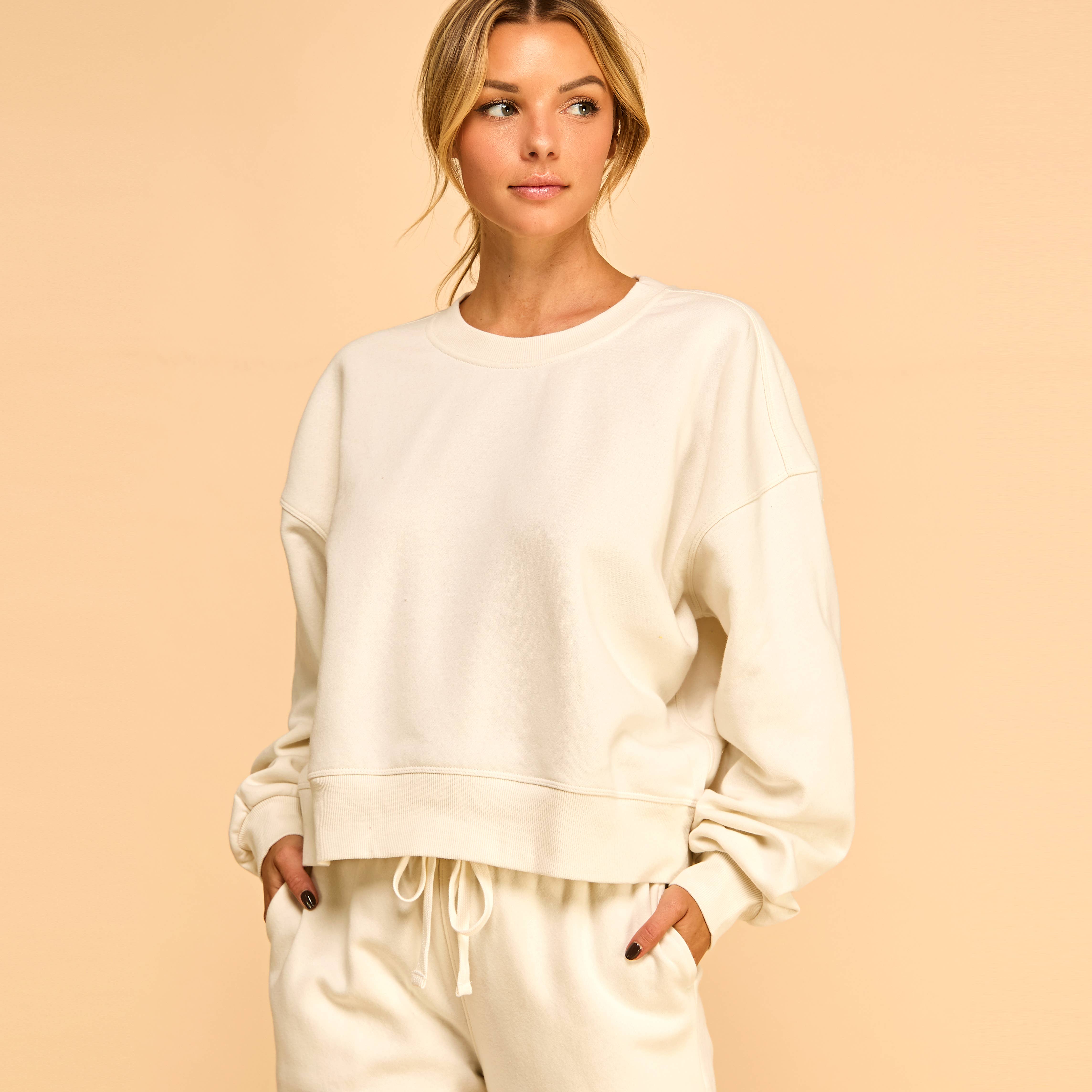 FREEZIA - Vente Sweat-shirt – femme - SWEAT-SHIRT COURT À COL ROND EN MOLLETON ULTRA DOUX-FZ000734