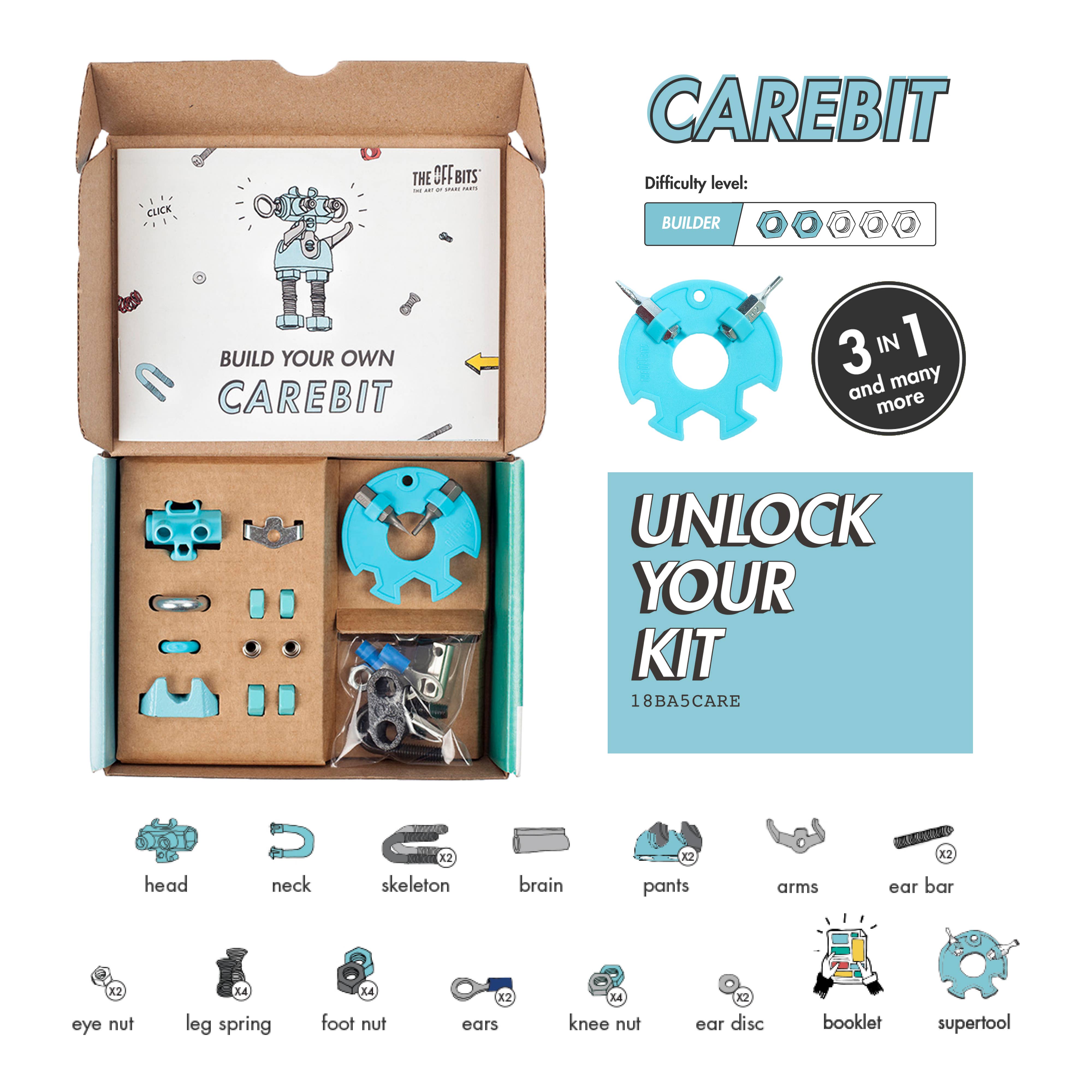 The Off Bits CareBit Build Your Own Robot Toy Construction Set, Educational STEM Activities Learning Kit, Creative Build and Play Model Kit 並行輸入品 BuggyBit \u2013 The OffBits