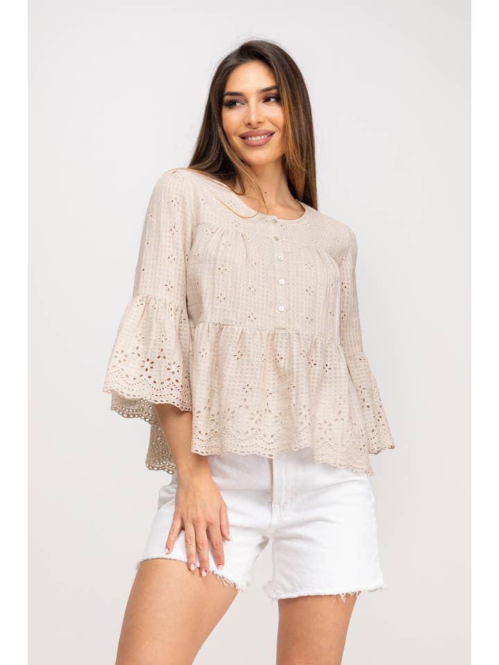 Peace & Love (CALAO IMPORT EXPORT S.L.) - Wholesale Blouse - Women's - EMBROIDERED BLOUSE PR9992B