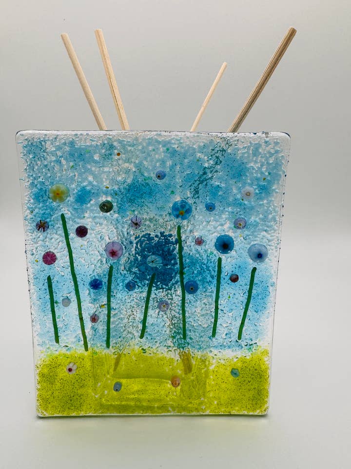 Meadow Flowers diffuser bottle for wholesale by Ally Glass Studio