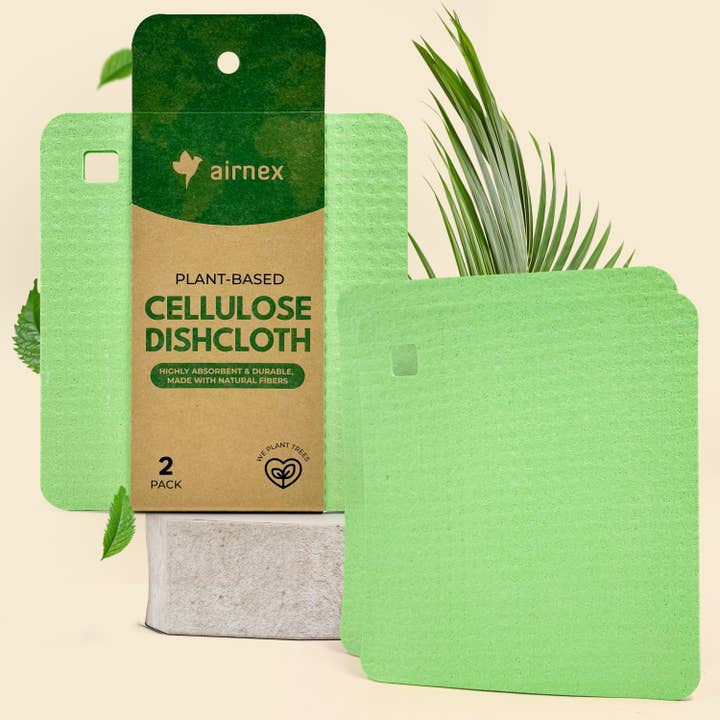 Torchons écologiques suédois – Lot de 2 torchons en cellulose verte pour la vente par AIRNEX