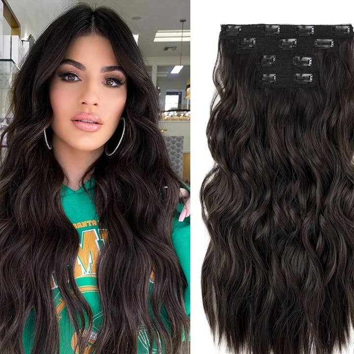 4pcs Long Wavy Clip-In Hair Extensions for Full Volume for wholesale by AK Brand