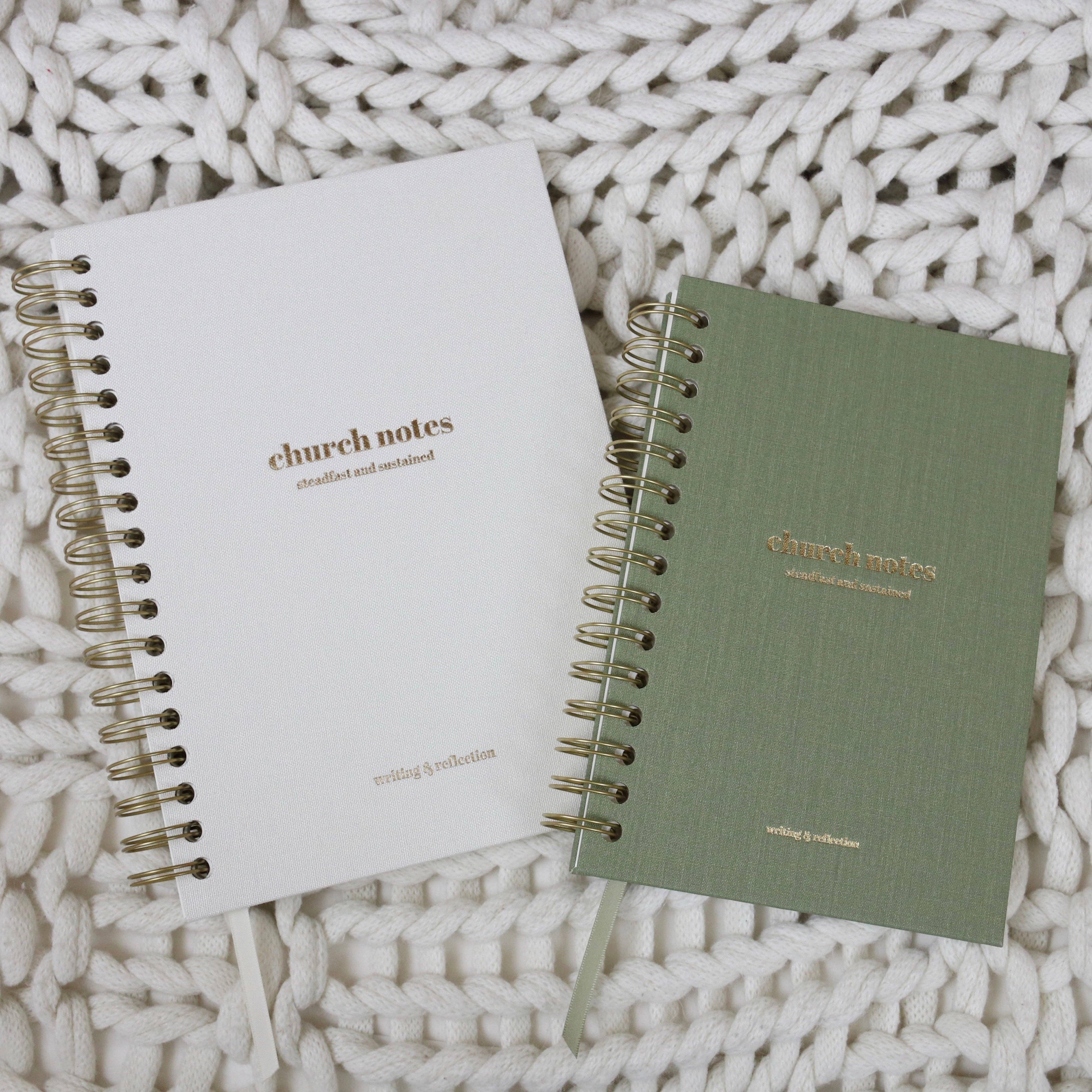 Steadfast and Sustained - Wholesale Journal/Diary - Church Notes Journal - Spiral Linen, Sage4